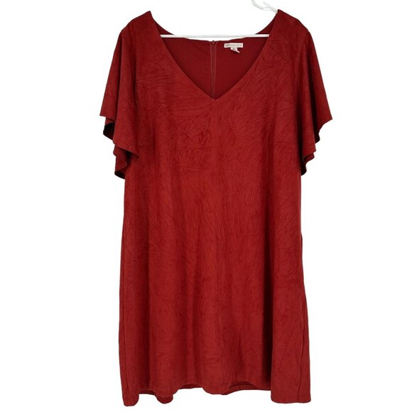Cato Woman 18 / 20W Burnt Orange Dress Lined V Neck Flutter Sleeve - Picture 1 of 10